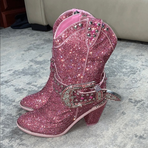 New Dolls Kill Club Exx Sheriff Shine Cowboy Boots Rhinestone Sparkle Western 7